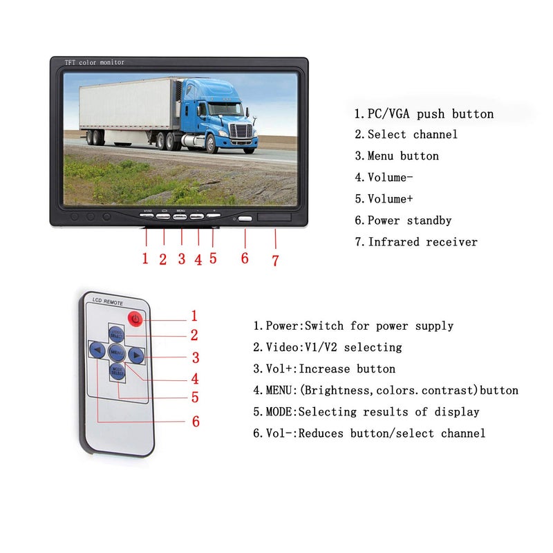 Yasoca 7 Inch Monitor HDMI - 1024x600 HD TFT LCD Screen Display AV VGA Input Built in Speaker for Raspberry Pi 3 Model B+ 3B CCTV Computer PC DVR Car - Image 2